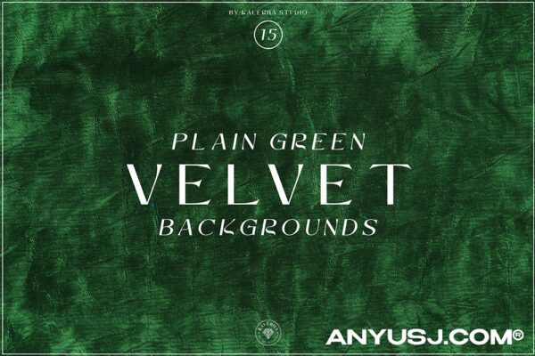 15款高清绿色天鹅绒面料布料背景肌理纹理图片设计套装Plain Green Velvet Backgrounds