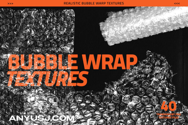 40款逼真复古撕裂透明塑料气泡膜包装膜PNG免扣叠加肌理纹理图片设计元素Realistic Bubble Wrap Textures-第6749期-