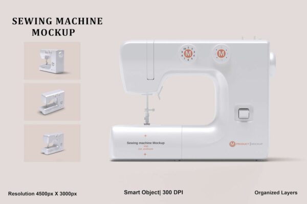 4款极简自动缝纫机外观设计展示PSD样机Sewing machine Mockup