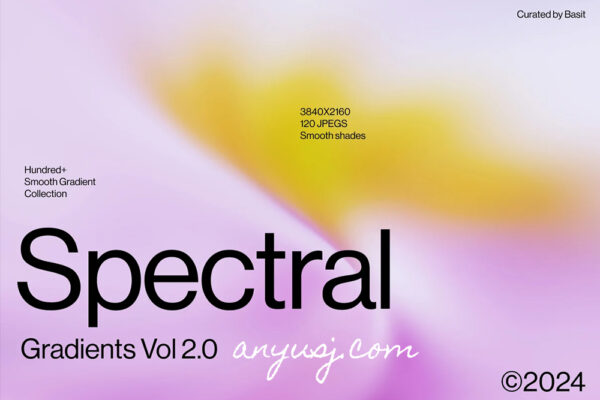 120款现代明暗双色渐变弥散光抽象艺术背景肌理纹理壁纸设计套装Spectral Gradients Vol 2.0-第6710期-