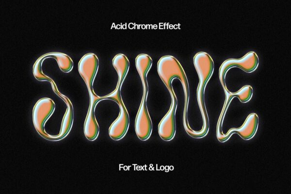3D立体金属镀铬酸性艺术文本标题logo徽标特效PSD样机Acid Chromatic Text & Logo Effect