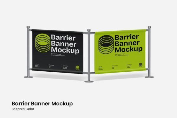 极简围栏屏障横幅广告海报设计展示PSD样机Barrier Banner Mockup