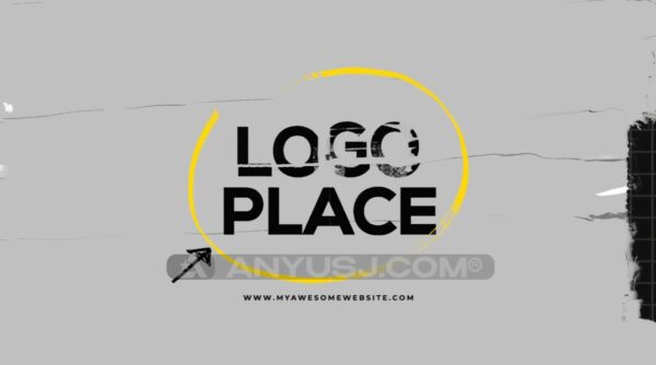 复古撕纸涂鸦logo徽标动态展示视频开场结尾AE/FCPX/PR模板Grunge Logo Scribble Paper-第6727期-