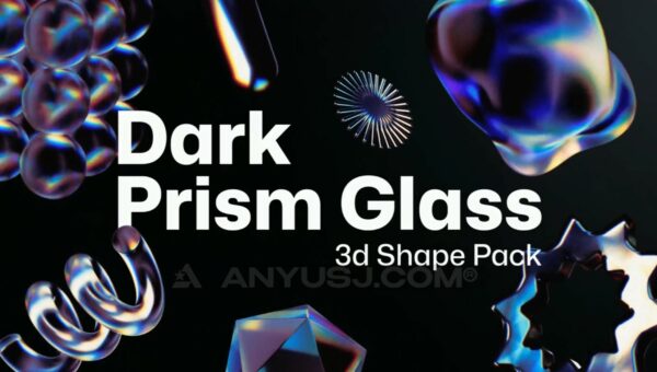 17款3D动态玻璃黑暗光线折射抽象艺术几何视频动画MOV元素Dark Prism Glass 3D Shapes-第6914期-