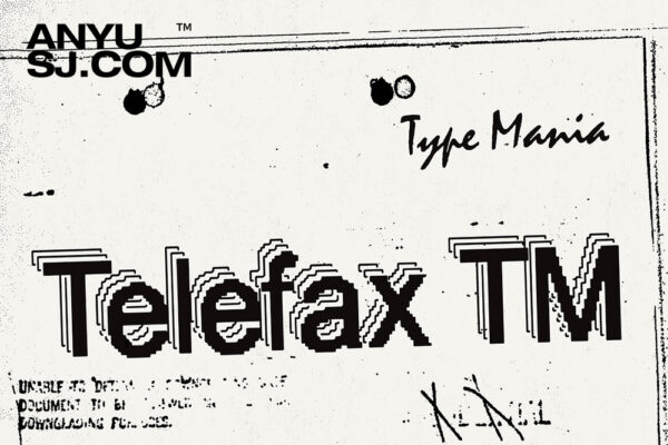 复古数字化像素故障抖动科技仿旧ASCII标题排版无衬线趣味装饰西文英文字体Telefax TM – Eroded Fax Typeface-第7075期-