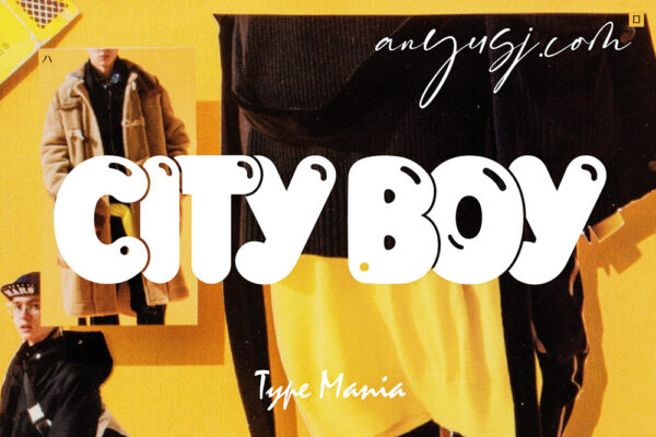 复古Y2K趣味气泡卡通logo标题排版无衬线装饰西文英文字体City Boy TM – Bubbly Display Font-第7075期-