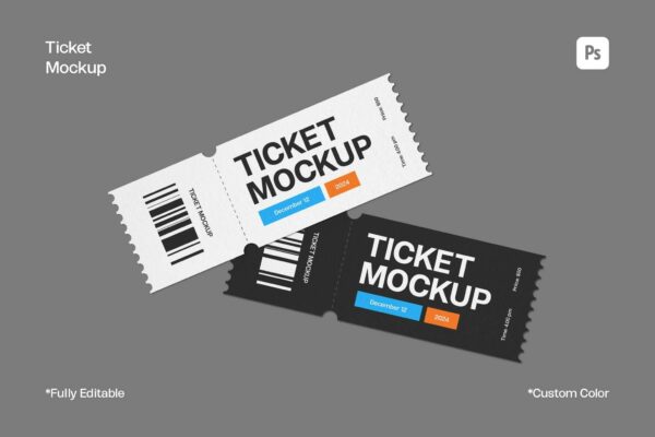 极简优惠券活动演出门票纸张卡片PSD样机Ticket Mockup