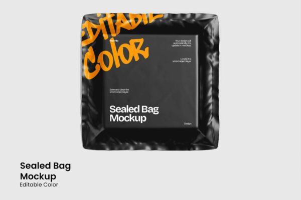 极简质感真空抽气塑料袋包装袋铝箔袋快递邮件PSD样机Sealed Bag Mockup