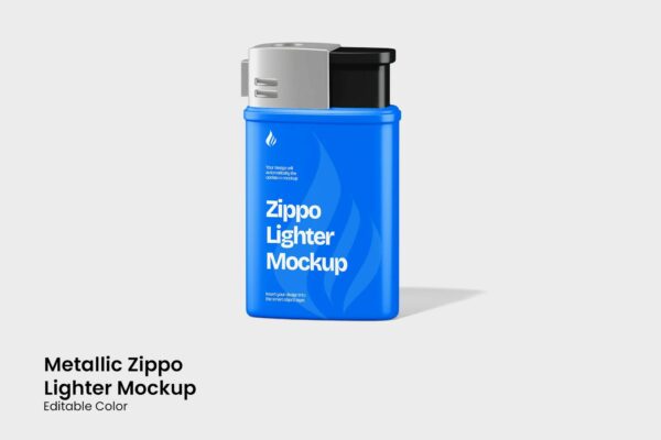 极简质感金属Zippo打火机包装设计展示PSD样机Metallic Zippo Lighter Mockup