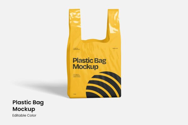 极简质感塑料袋垃圾袋手提袋背心袋PSD样机Plastic Bag Mockups