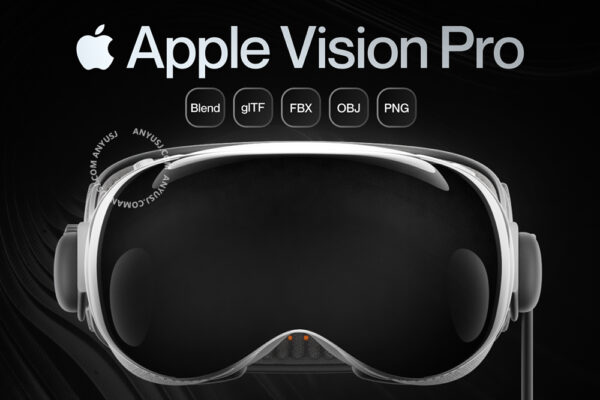 现代质感极简3D立体黑白Apple Vision Pro穿戴式VR智能眼镜Blender模型PNG免扣图片设计套装Apple Vision Pro-第7084期-