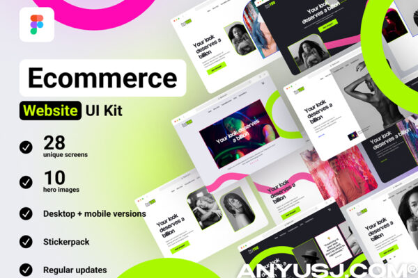 28款电子商务在线购物网站网页APP移动应用程序UI设计套件E-commerce website UI Kit