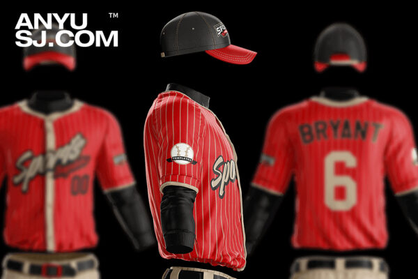5款3D立体逼真超精度质感大满贯棒球服运动服队服印花设计展示PSD样机套装Grand Slam Baseball Uniform Template-第7096期-