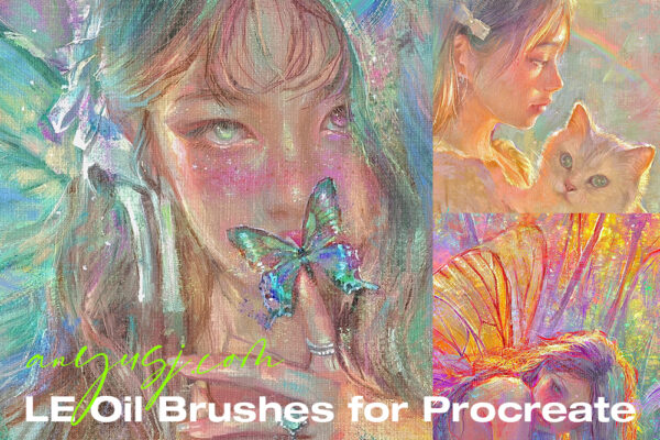 25款质感真实厚涂油画Procreate肌理画笔专业绘画笔刷套装LE Oil Brushes for Procreate-第7151期-