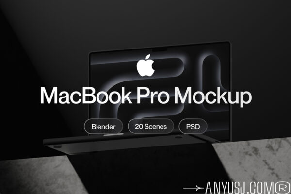 20款工业风极简MacBook M3笔记本电脑UI界面设计展示PSD样机Blender模型设计套装Apple iPhone 15 Pro Mockup-第7190期-