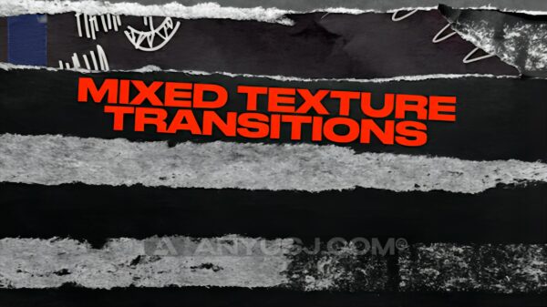 复古涂鸦撕纸剪纸肌理视频转场过渡AE/PR/FCPX模板套装Mixed Texture Transitions-第6965期-