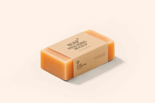 极简手工有机肥皂香皂纸质标签包装设计展示PSD样机Organic Soap Mockup