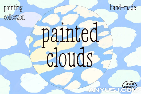10款梦幻手绘趣味天空云彩晚霞背景肌理纹理图案图片壁纸设计套装Painted Clouds – Art Collection
