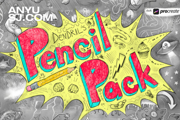 21款真实质感铅笔素描线稿彩铅Procreate绘画笔刷套装Dendrils Pencil Pack-第7070期-