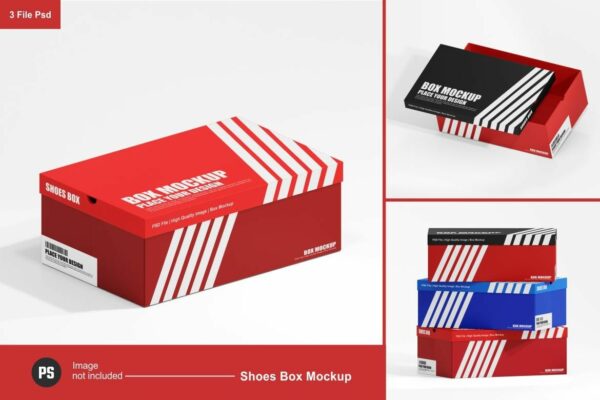 极简鞋盒纸盒包装盒天地盒PSD包装设计展示样机Shoes Box – Mockup