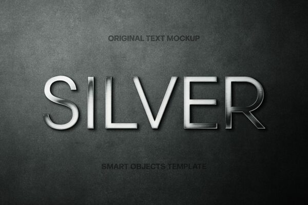 3D立体银色金属钢铁文本标题logo徽标特效PSD样机Silver Steel Text Effect