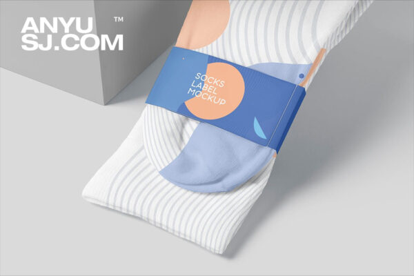 6款极简袜子纸张标签包装印花设计展示PSD样机Socks Label Mock Ups