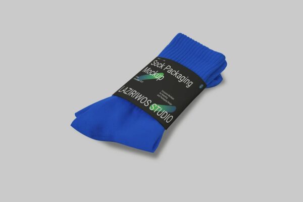 极简袜子标签包装印花设计展示PSD样机Socks Packaging Mockup