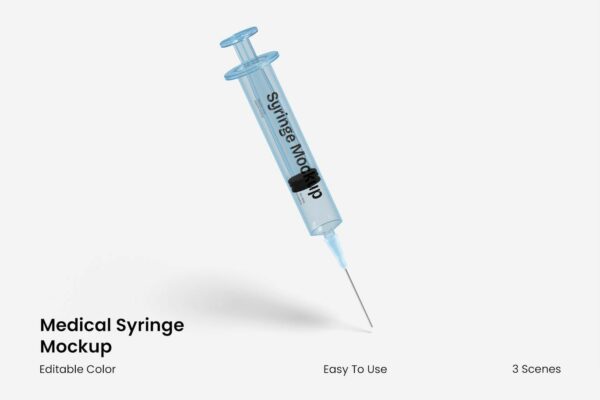 极简塑料医用注射器针头打针针管PSD外观设计展示样机Medical Syringe Mockup