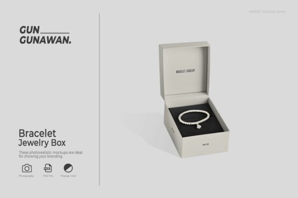 极简手环手串首饰珠宝包装盒纸盒礼品盒首饰盒Bracelet Jewelry Box Mockup