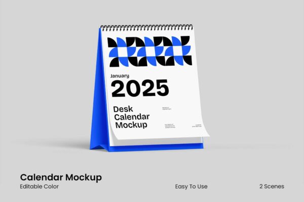 3款极简立式日历日程表设计展示PSD样机Calendar Mockup