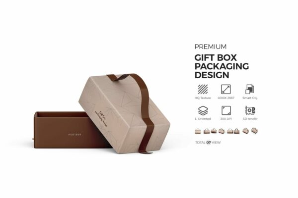 质感极简高档手提包装盒礼品盒天地盒PSD样机Gift Box Packaging PSD Mockup For Display