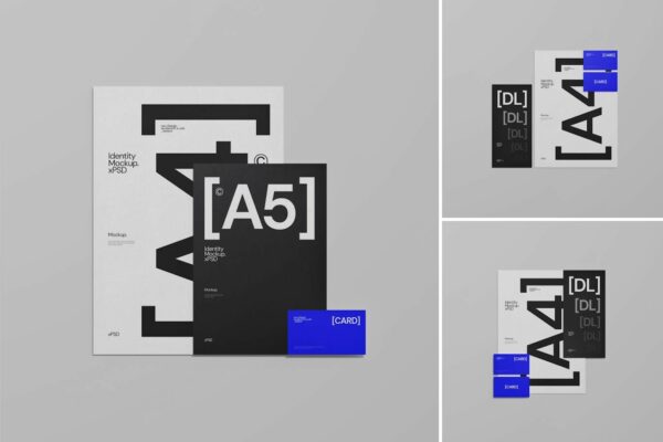 极简文创VI品牌标示海报传单信纸卡片名片设计展示PSD样机Identity Mockup