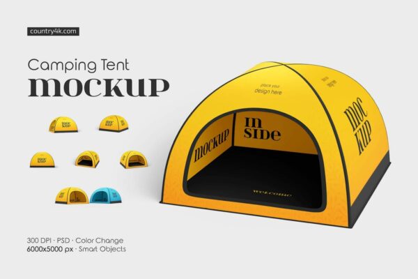 6款极简户外野营露营单人帐篷设计展示PSD样机Camping Tent Mockup Set