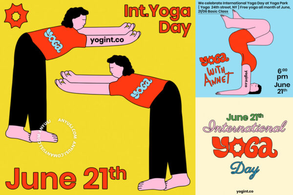 15款趣味Yoga瑜伽品牌INS社交媒体小红书海报banner横幅名片VI排版PSD设计International Yoga Day template collection-第7314期-