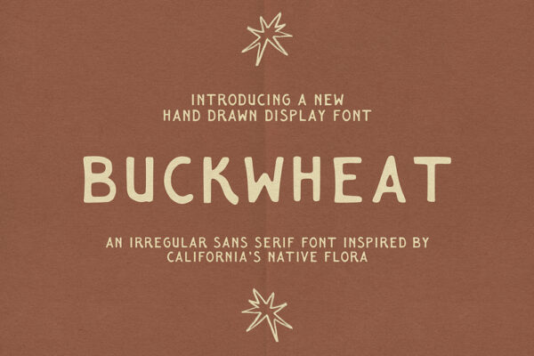 复古手写趣味logo标题排版无衬线装饰西文英文字体Buckwheat Hand Drawn Font-第7280期-