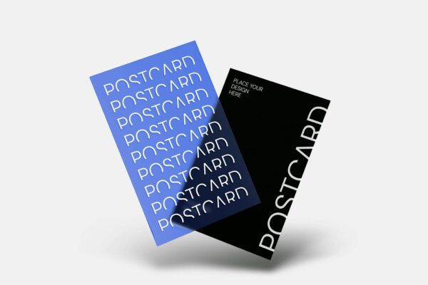 现代极简海报明信片透明塑料纸张PSD样机Postcard Mockup