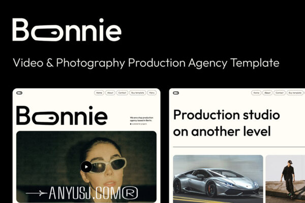 极简现代视频摄影机构作品集网站网页UI布局Figma设计模板Bonnie – Framer Agency Template-第7352期-