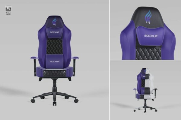 3款极简电竞椅座椅办公椅人体工程椅PSD设计展示样机Gaming Chair Mockup