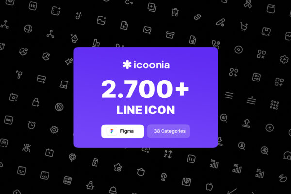 2700+现代极简多类别UI网站icon图标logo徽标Figma矢量设计套装Icoonia – 2.700+ Vector Icon Line Style-第7241期-
