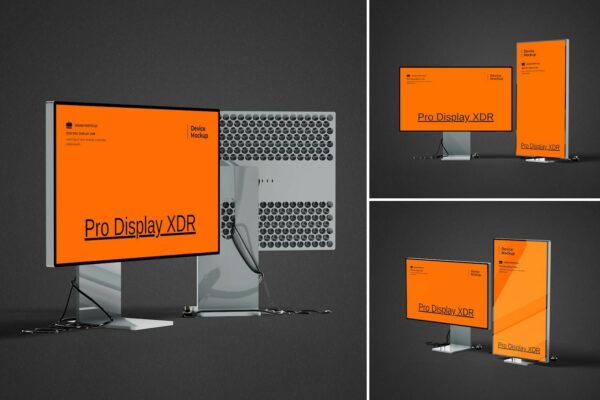 3款极简Mac Pro XDR一体机电脑显示器屏幕UI设计展示PSD样机Mac Pro Display XDR Mockup