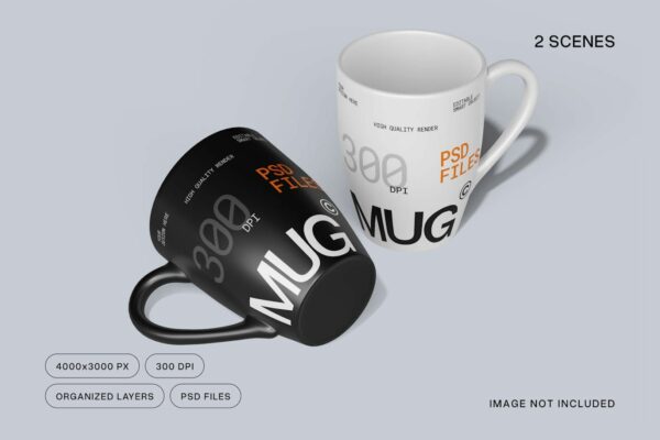 2款极简马克杯水杯陶瓷杯外观印花设计展示PSD样机Mug Mockup