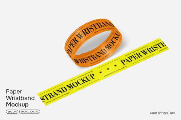 极简纸质腕带手环活动演唱会品牌VI物料PSD设计展示样机Paper Wristband Mockup