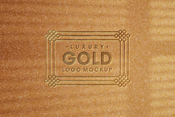 豪华质感金色烫金镀金凹印立体logo徽标文本标题特效样机Luxury Gold Logo Mockup