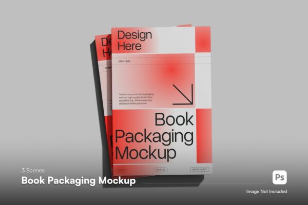 3款极简书籍书本画册包装盒设计展示PSD样机Book Packaging Mockup