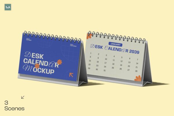 3款极简桌面台历日历设计展示PSD样机Desk Calendar Mockup | 004