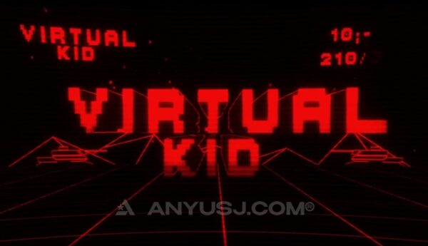 复古8位像素游戏风动态视频标题海报预告片片头片尾AE模板Virtual Kid Title Reveal-第7266期-