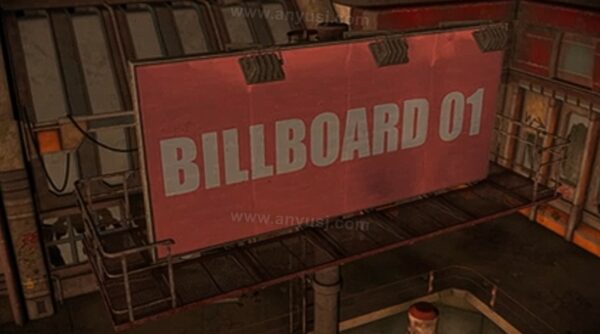 17款废弃废土都市广告牌海报Banner横幅动态设计展示AE/PR样机Post-Apocalyptic Billboard Mockup-第7349期-