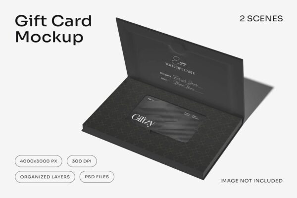 2款极简礼品卡购物卡会员卡卡片包装盒纸盒PSD样机Gift Card Mockup