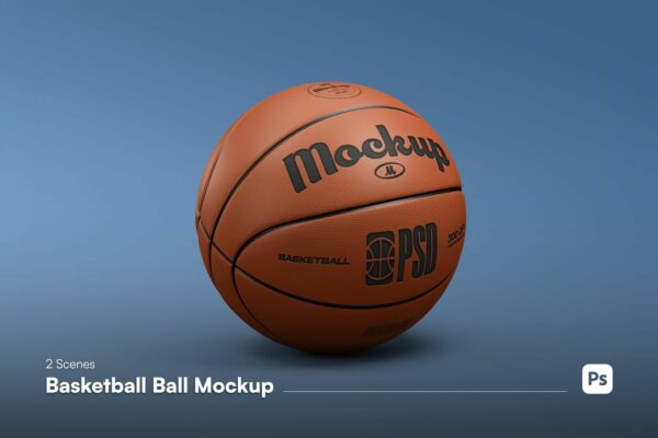 2款极简质感篮球logo徽标设计展示PSD样机Basketball Mockup