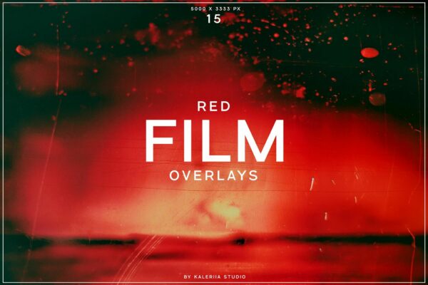 15款复古电影红色胶片颗粒噪点背景肌理纹理图片设计套装Red Film Overlays